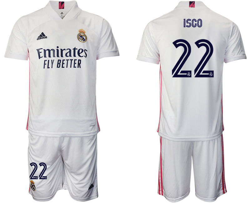 Men 2020-2021 club Real Madrid home #22 white Soccer Jerseys->real madrid jersey->Soccer Club Jersey